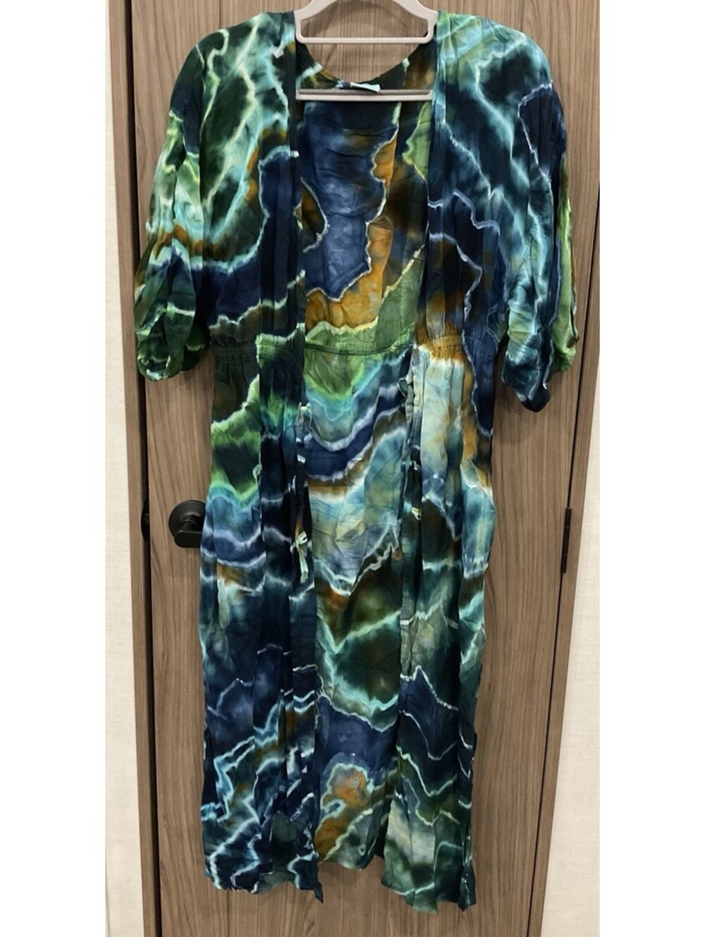 Dharma Trading Co Womens Short Sleeve Draw String Waist Tie Dye Kimono Small